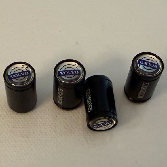 Volvo Motorsports Valve Stem Caps in Black Set of 4 NWT - Picture 2 of 4